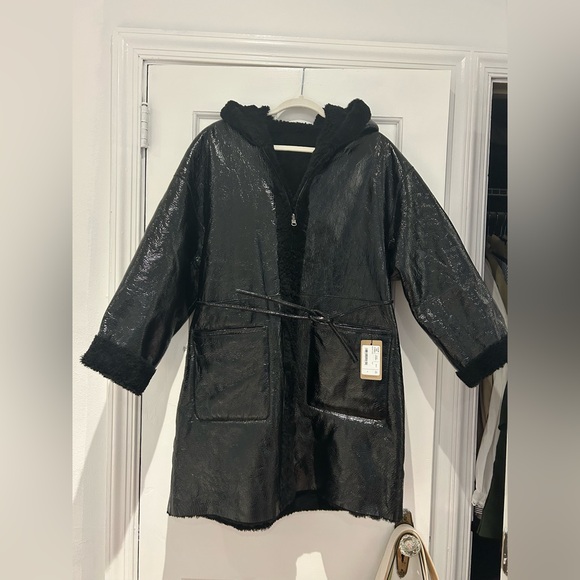 Rachel Comey Jackets & Blazers - Rachel Comey FW22 New with Tags Faux Patent Leather Shearling Coat Size L